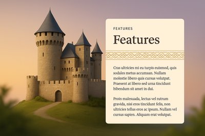 3D Illustration of a Castle with Features Description