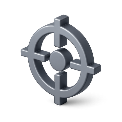 Stylish 3D Crosshairs Icon with Isometric Perspective