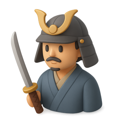 Stylized 3D Samurai Icon with Sword