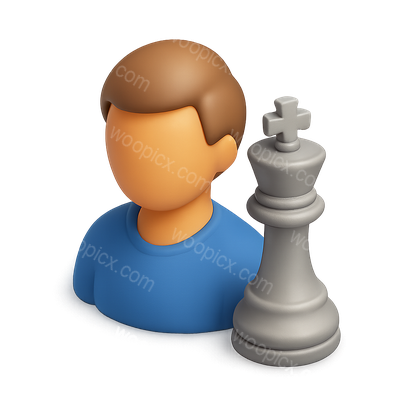 3D King Chess Icon with Character Representation