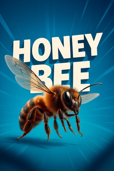 Vibrant Honey Bee Illustration with Dynamic Background