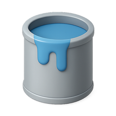 Realistic Paint Can with Dripping Blue Paint