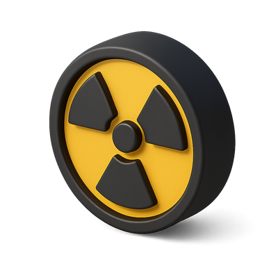 Stylish 3D Radiation Warning Icon in Isometric View