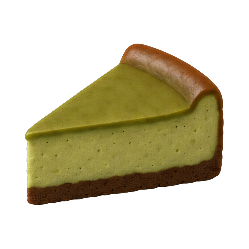 matcha basque cheesecake slice