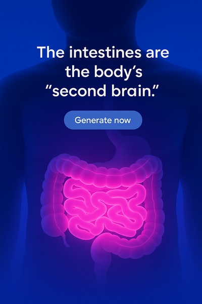 Fluorescent Intestinal Glow in a Blue Background