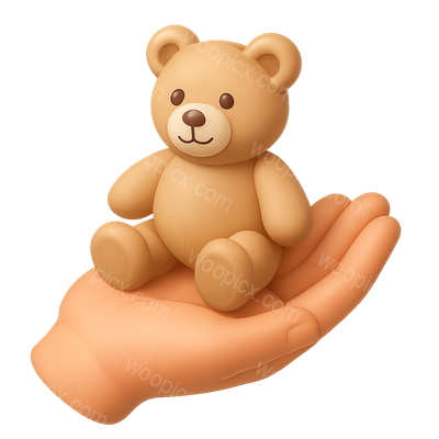 3D Teddy Bear Icon Held in a Hand