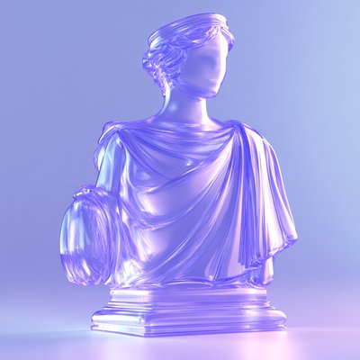 Stylized Bust Sculpture in Translucent Purple
