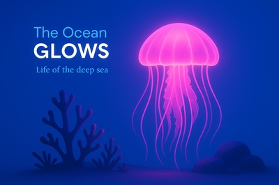 Bioluminescent Jellyfish in Deep Sea