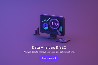 3D Scene of Data Analysis and SEO in Vibrant Colors