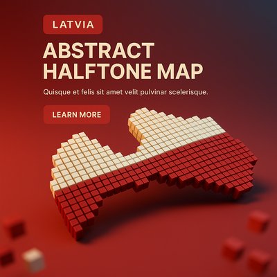 3D Abstract Halftone Map of Latvia with Modern Design