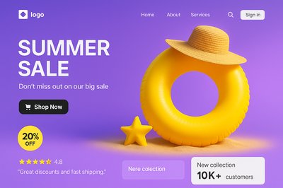 Dynamic Summer Sale Landing Page Design with Bold Colors