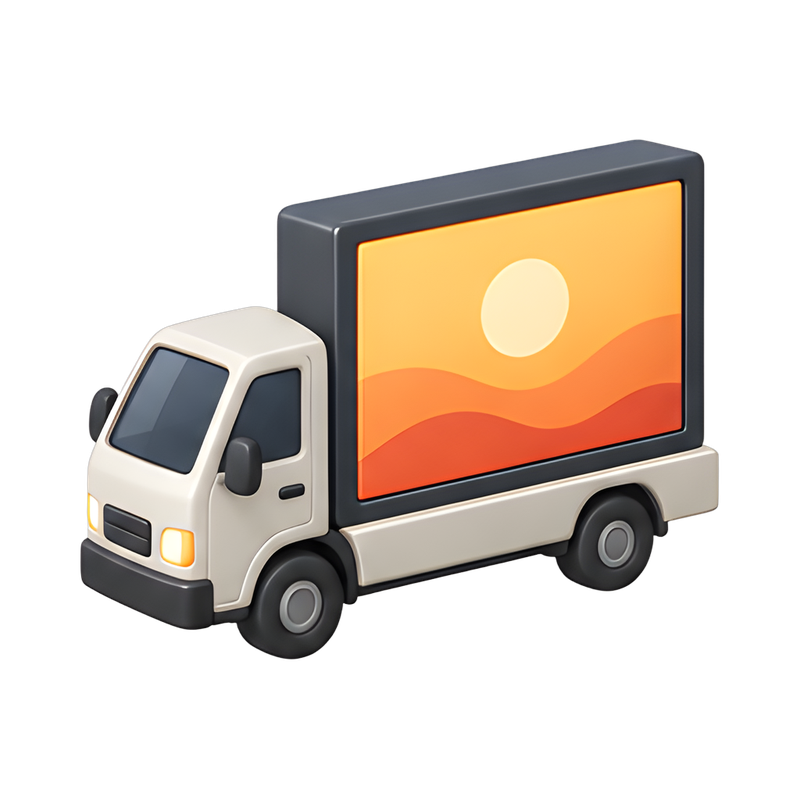 mobile billboard truck on city street