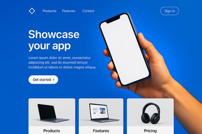 Modern Landing Page Design with Smartphone Showcase