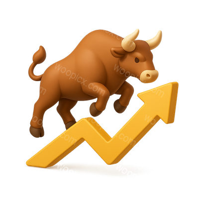 3D Bull Icon with Upward Trend Graphic