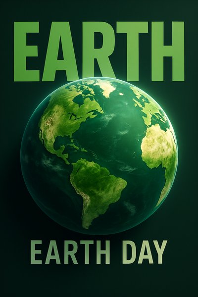 Bold Earth Day Concept with 3D Green Planet Illustration