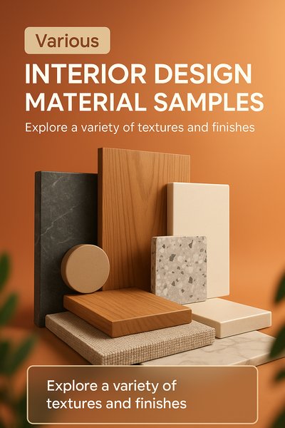 Interior Design Material Samples Featuring Textures and Finishes