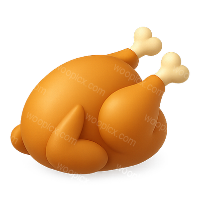 3D Cartoon Style Roast Chicken Illustration