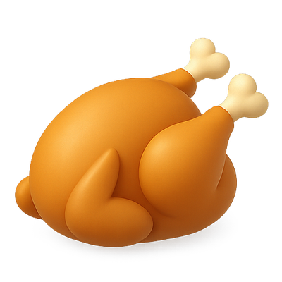 3D Cartoon Style Roast Chicken Illustration