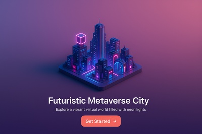 Futuristic Metaverse City with Neon Lights and 3D Design