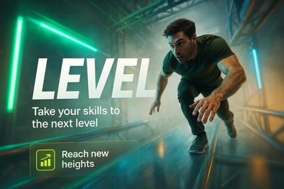 Dynamic Neon Carousel Slide for Skill Advancement