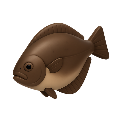3D Halibut Icon with Isometric Design