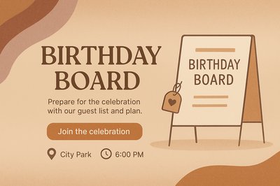 Stylish Boho Birthday Board Landing Page Design