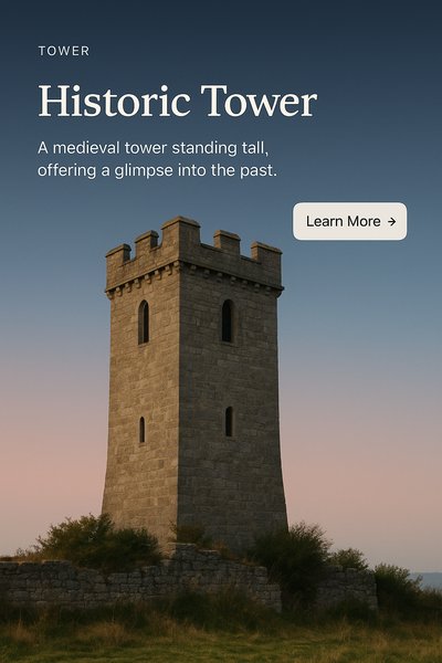 Stylish Tower Icon with Text and Action Button