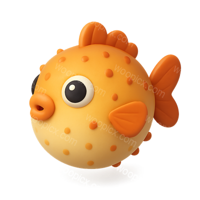 Colorful 3D Blowfish Icon with Isometric Design