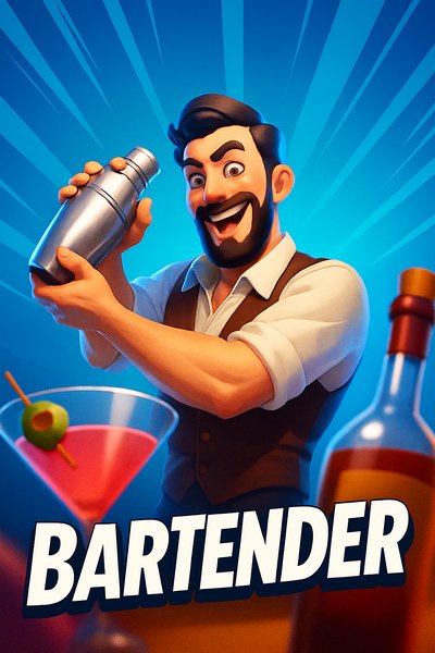 Dynamic Bartender Illustration Showcasing Cocktail Skills