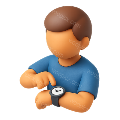 3D Icon of Person Checking Time with Watch