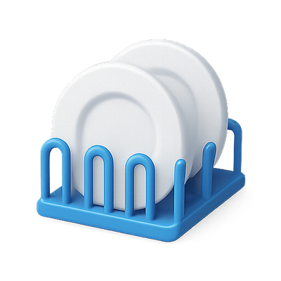 3D Render of a Dish Rack with Plates