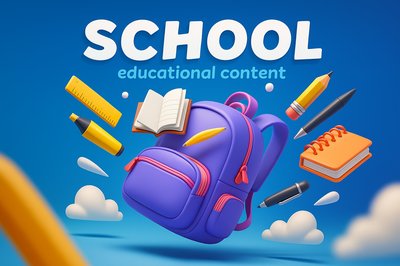 Dynamic 3D School Scene with Educational Elements
