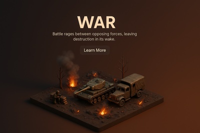 Detailed 3D Scene Illustrating War with Realistic Elements