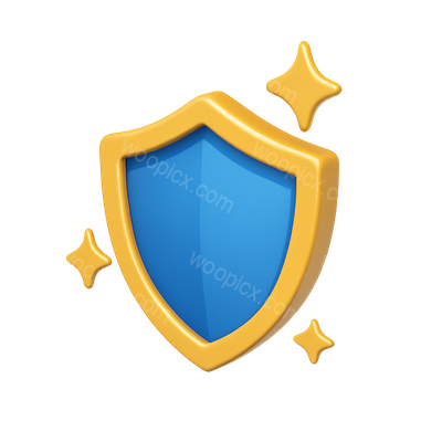 3D Sparkling Shield Icon with Volumetric Design