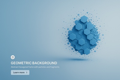 Abstract Geometric Blue Background with Hexagonal Frame