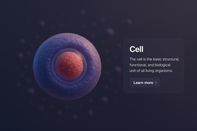 Detailed 3D Scene of a Cell with Informative Overlay