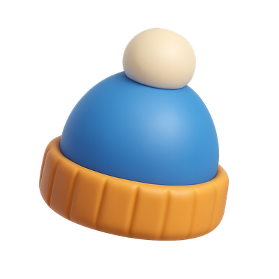 Stylish 3D Winter Hat Icon with Pom-Pom