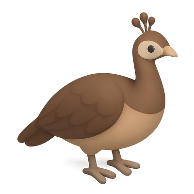 Stylized 3D Peahen Icon with Volumetric Design