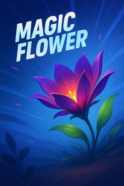 Dynamic Magic Flower Illustration with Bold Text