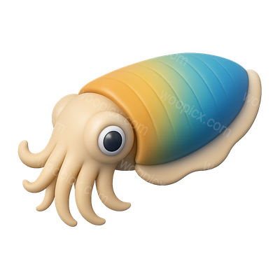 Vibrant 3D Cuttlefish Icon with Color Transition