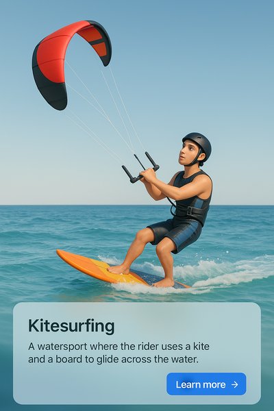 Dynamic Kitesurfing Illustration with Engaging Text Elements