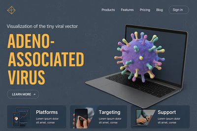 Modern Landing Page Featuring Adeno-Associated Virus Illustration