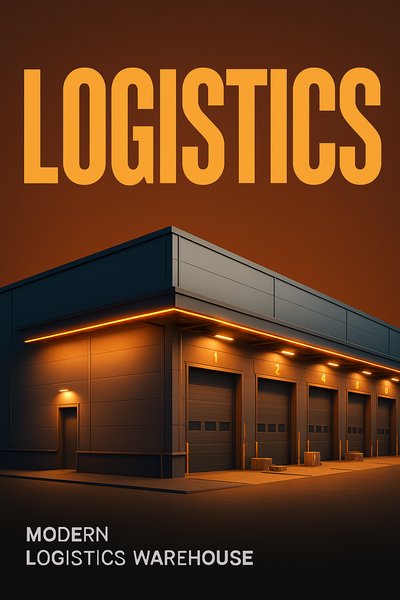 Striking Modern Logistics Warehouse Design in Bold Typography
