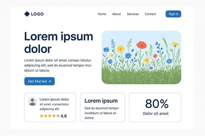 Modern Landing Page Design with Floral Elements