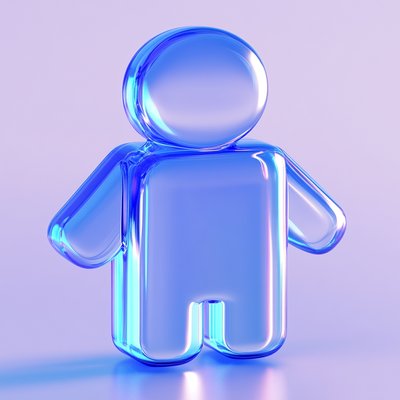 3D Render of a Glossy Blue Figurine