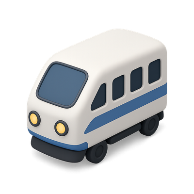 Stylish 3D Train Icon with Volumetric Design