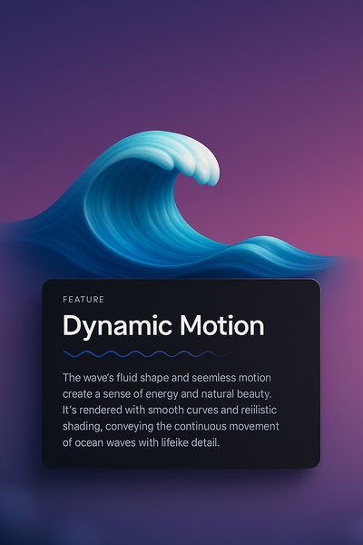 3D Wave Illustration with Dynamic Motion Feature