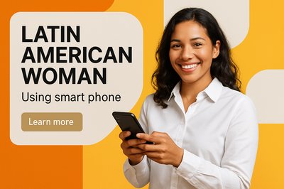 Professional Smiling Woman Using Smartphone in Modern Design