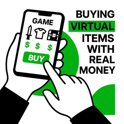 Conceptual Graphic on Virtual Purchases with Real Money