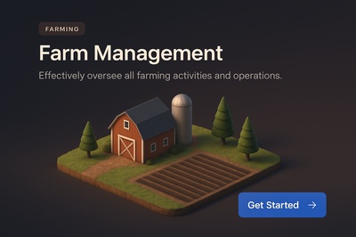 Stylized 3D Scene of Farm Management Overview